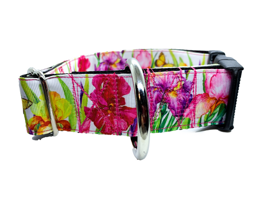 Lily Floral Dog Collar 1.5 inch width Large