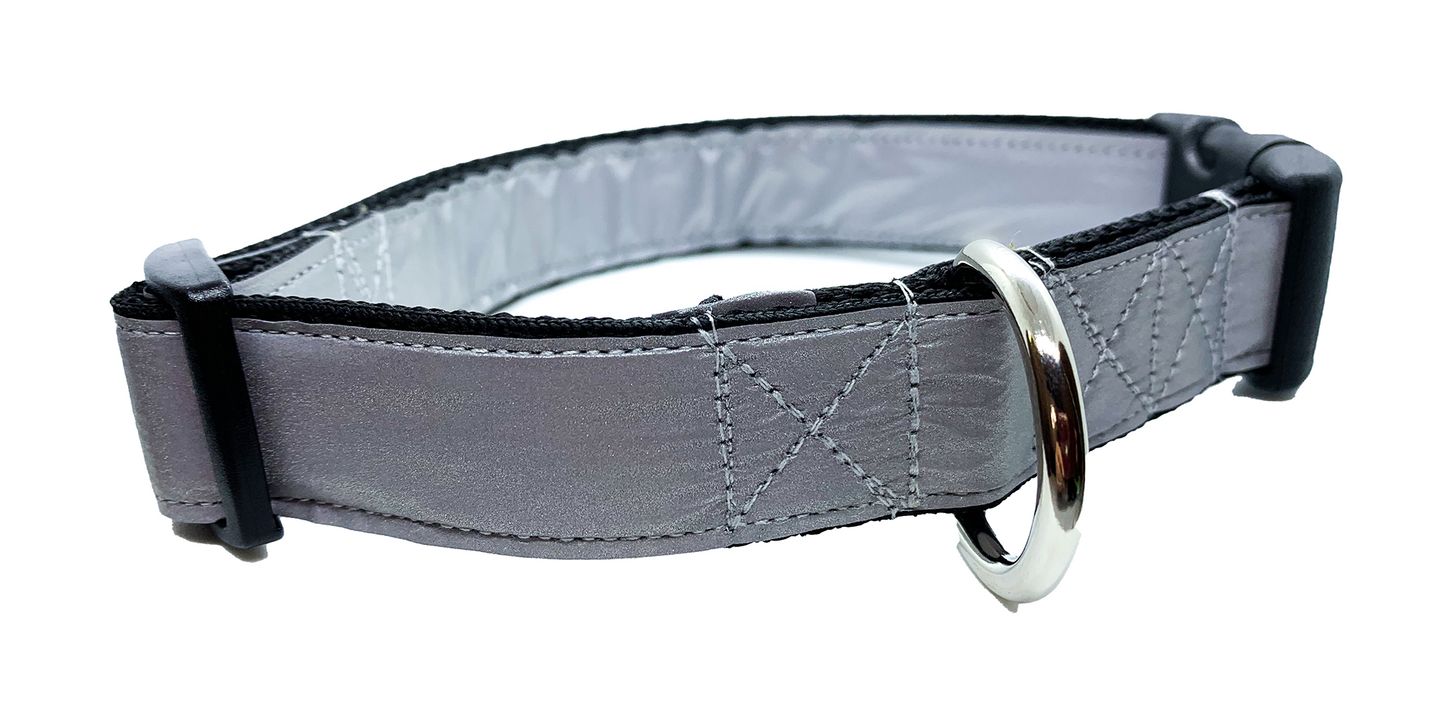 Silver Reflective Collar 1" Width Adjustable