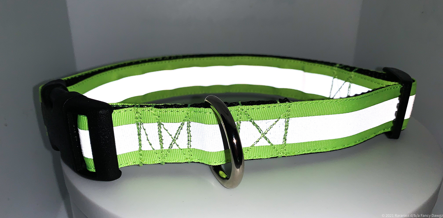 Neon Green Reflective Collar 1" Width Adjustable