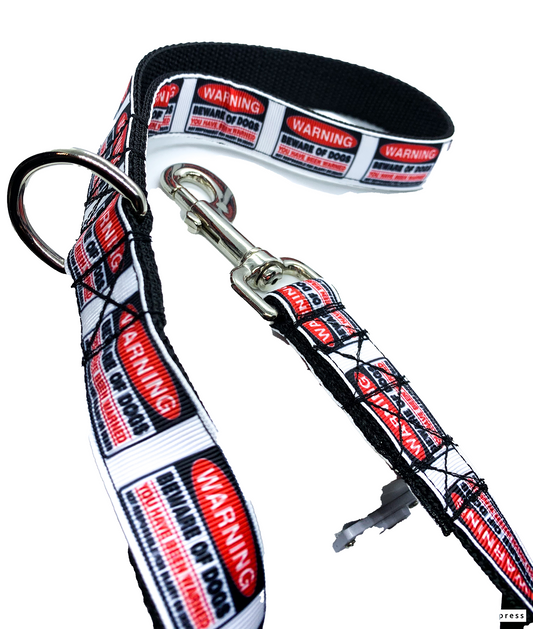 Warning Beware of Dog Leash 1" width choose length