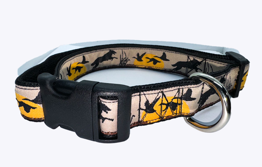 Embroidered Duck and Dog Collar, Adjustable