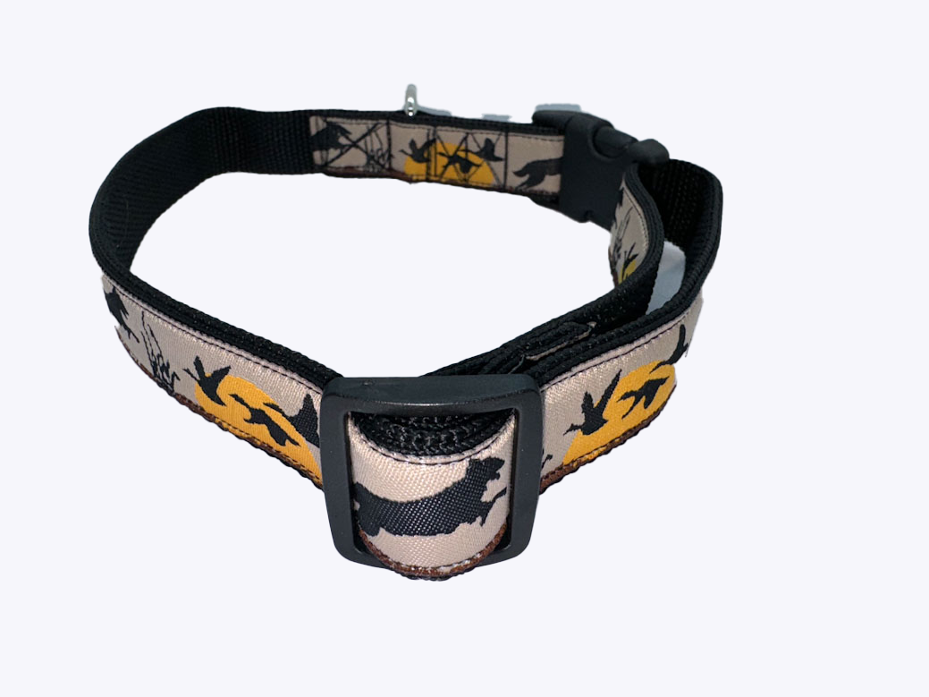 Embroidered Duck and Dog Collar, Adjustable