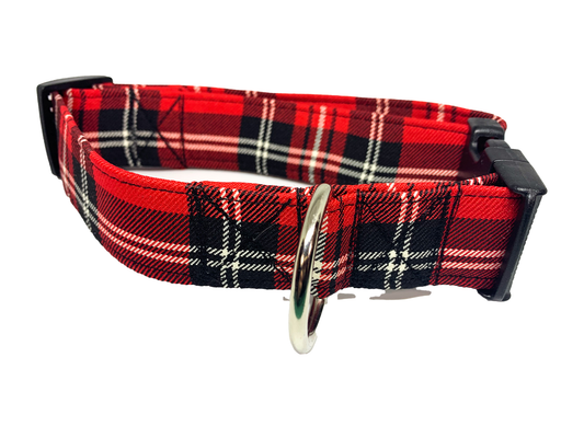 Fall Red Plaid Dog Collar 1.5 inch width Large