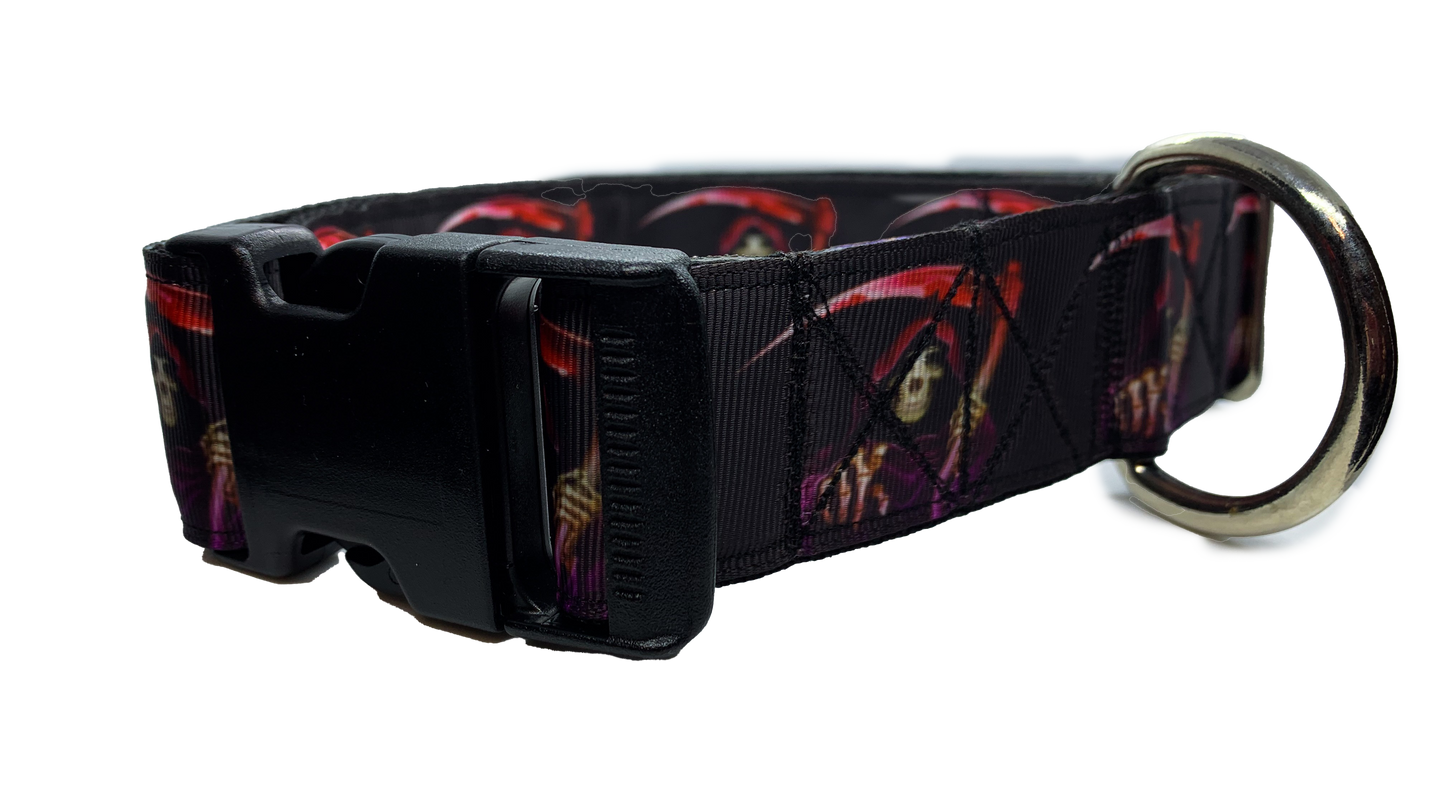 Grim Reaper Dog Collar 1.5 inch width Large