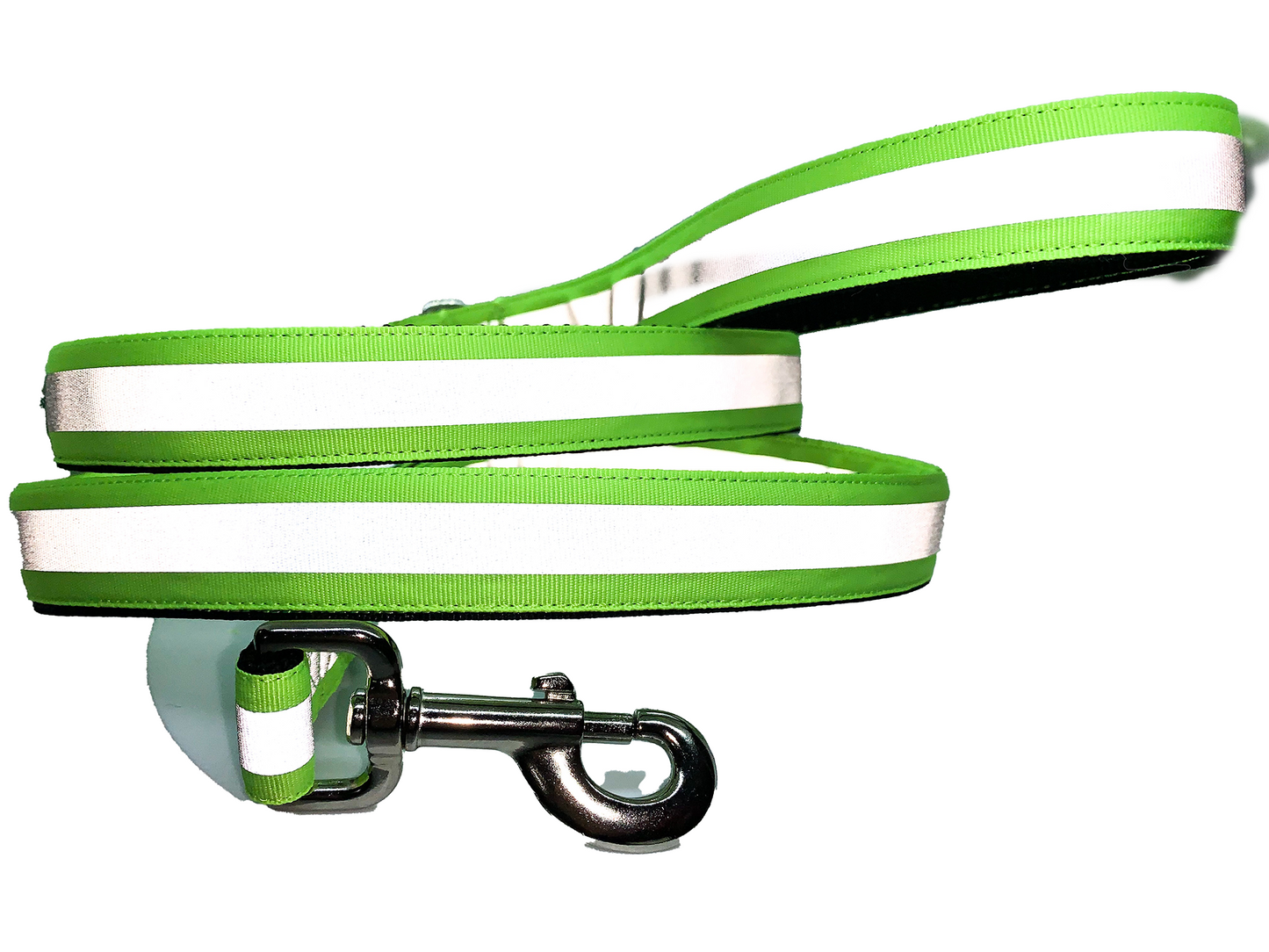 Neon Green Reflective Leash 1" width choose length