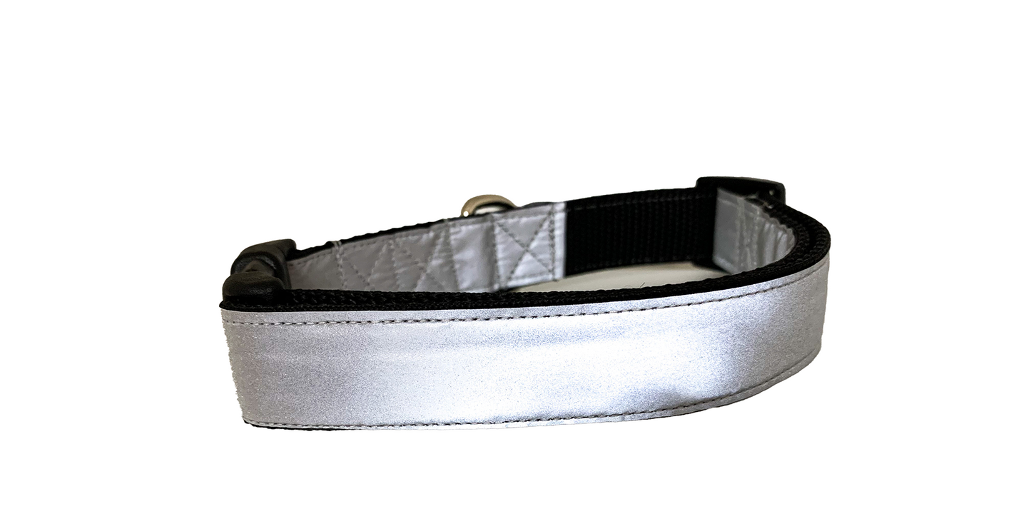 Silver Reflective Collar 1" Width Adjustable
