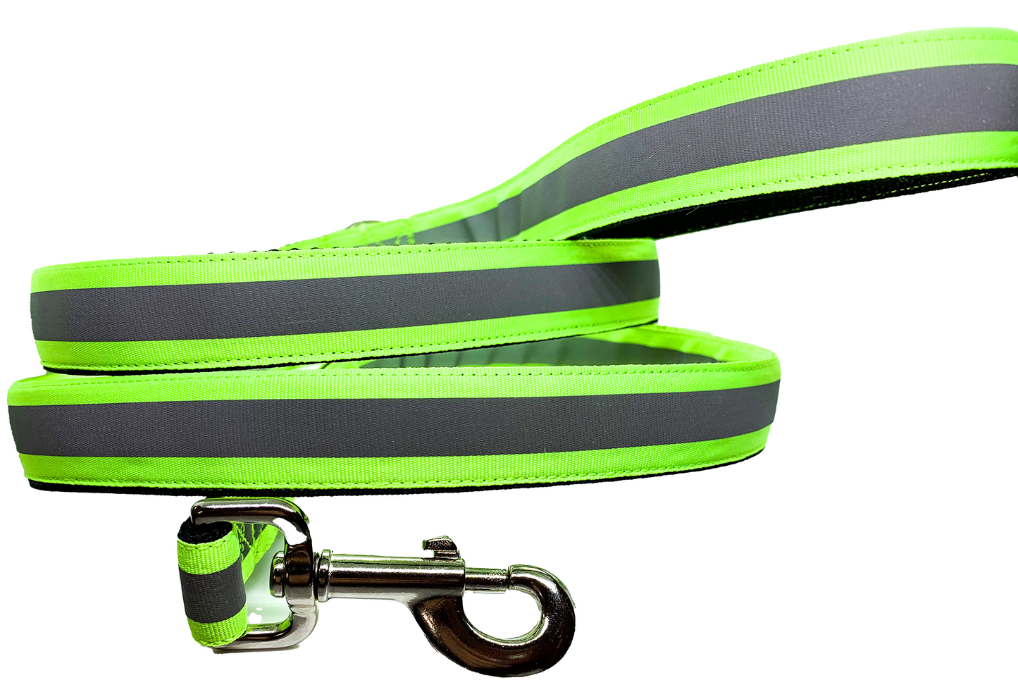 Neon Green Reflective Leash 1" width choose length