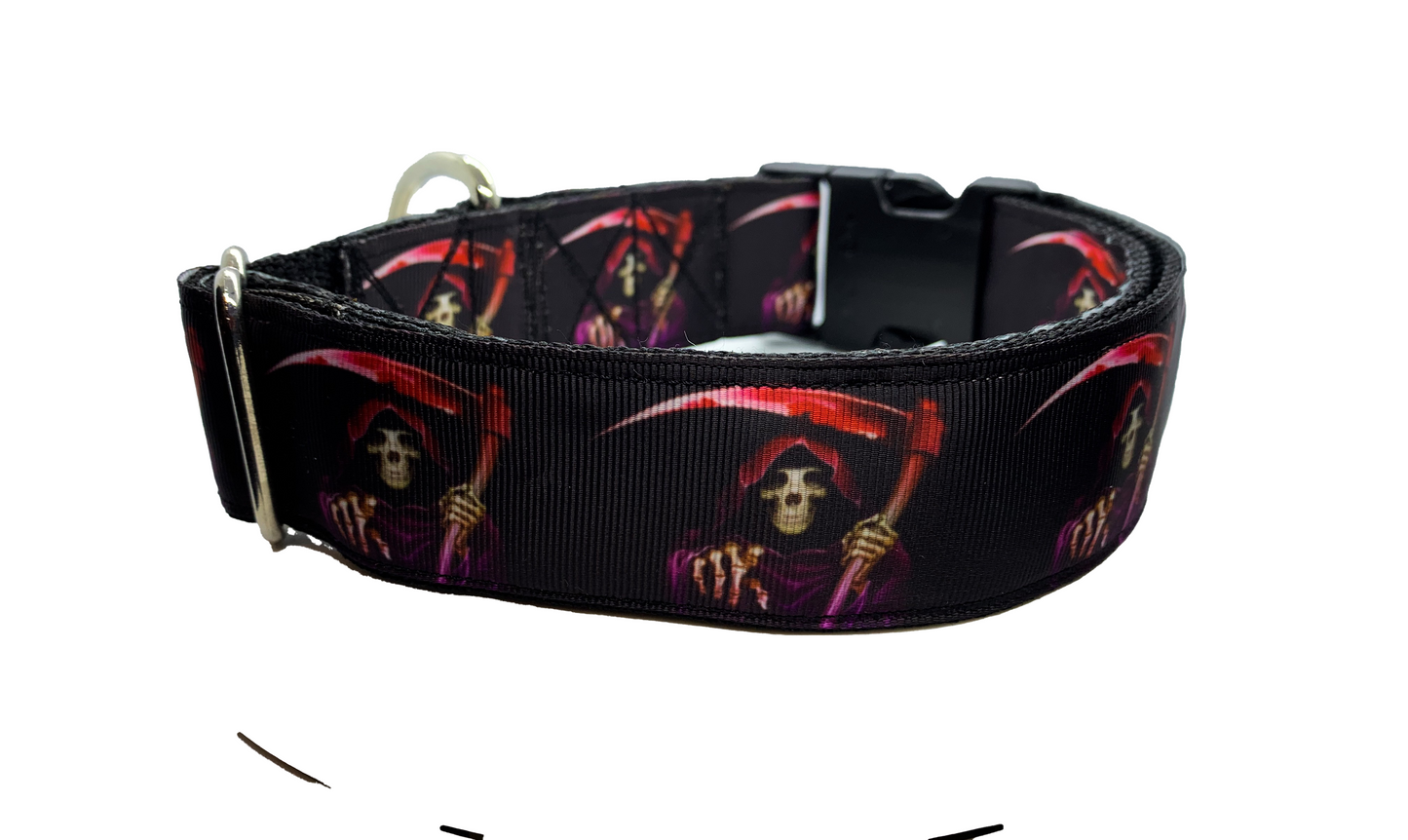 Grim Reaper Dog Collar 1.5 inch width Large