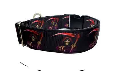 Grim Reaper Dog Collar 1.5 inch width Large