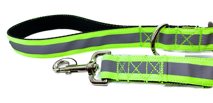Neon Green Reflective Leash 1" width choose length