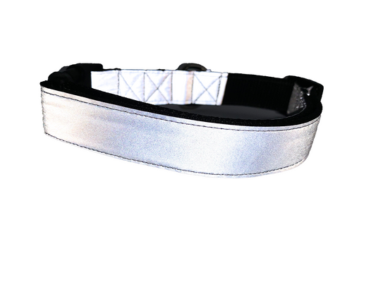 Silver Reflective Collar 1" Width Adjustable