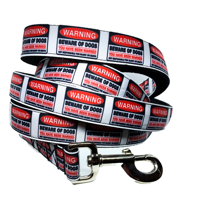 Warning Beware of Dog Leash 1" width choose length