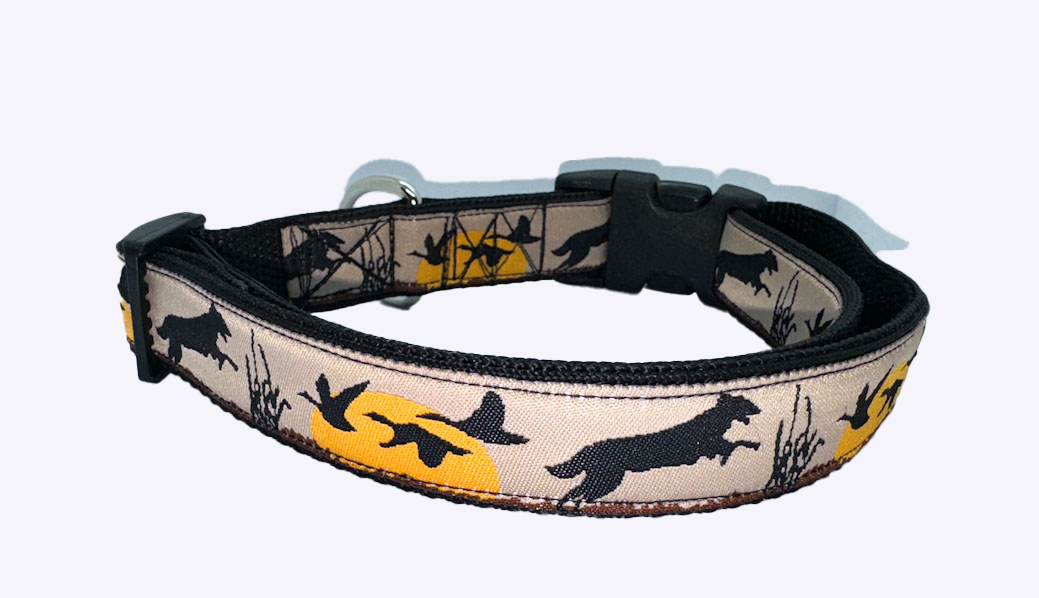Embroidered Duck and Dog Collar, Adjustable