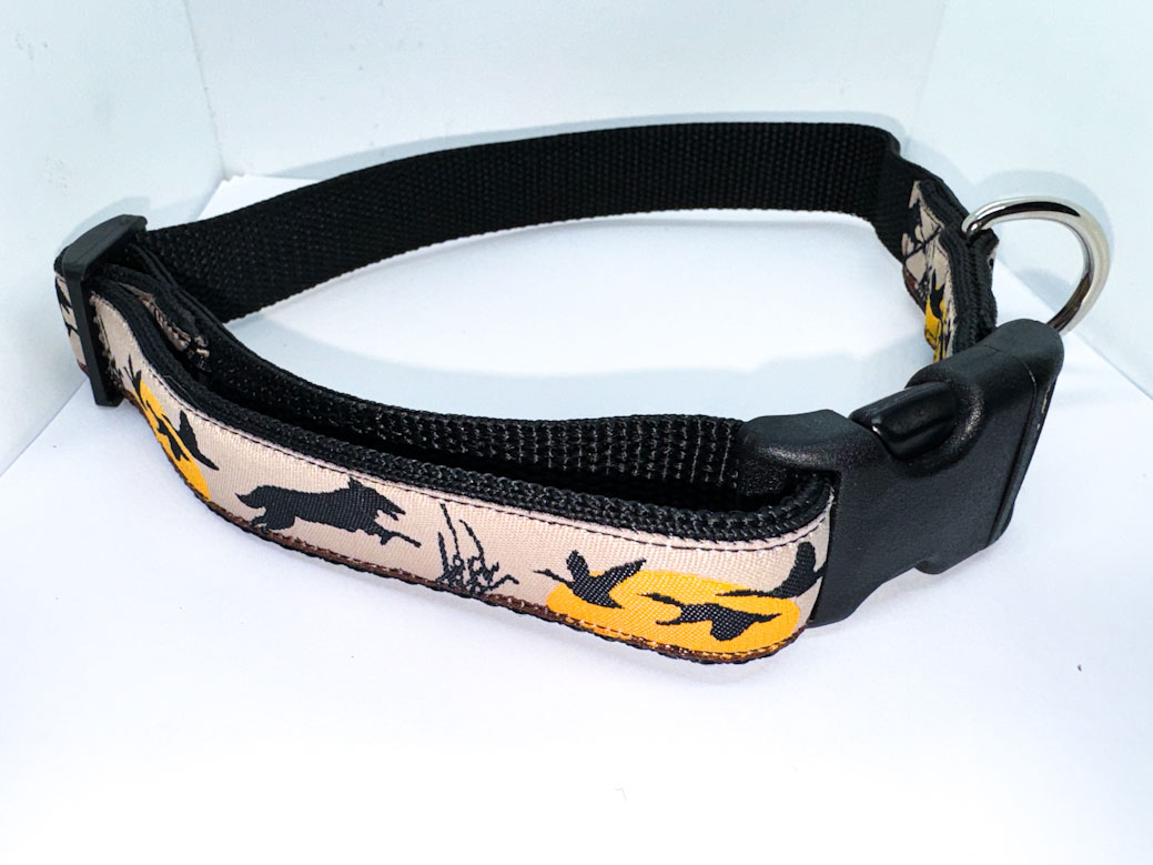 Embroidered Duck and Dog Collar, Adjustable