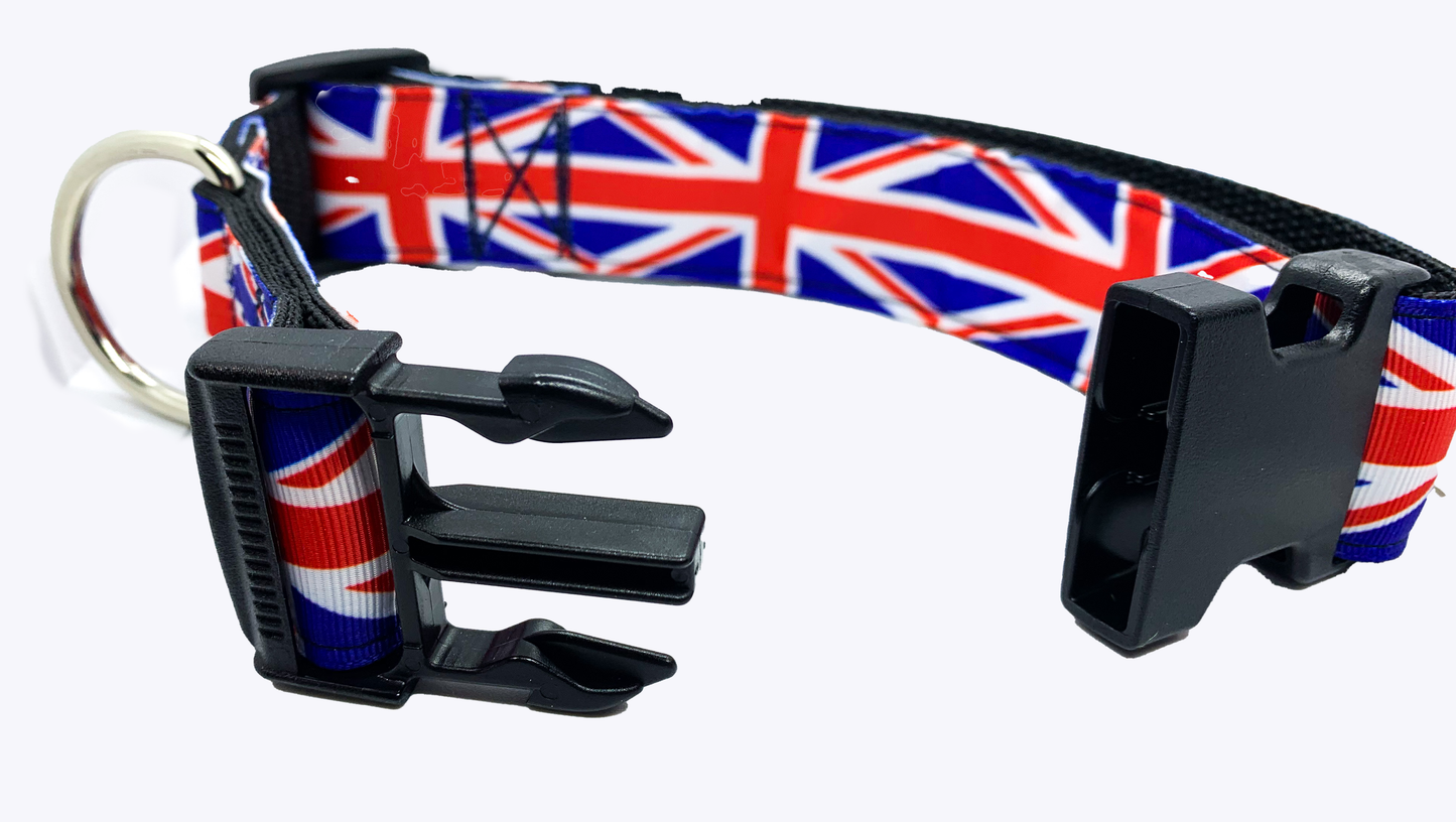 British Flag Dog Collar 1.5 inch width Large Union Jack