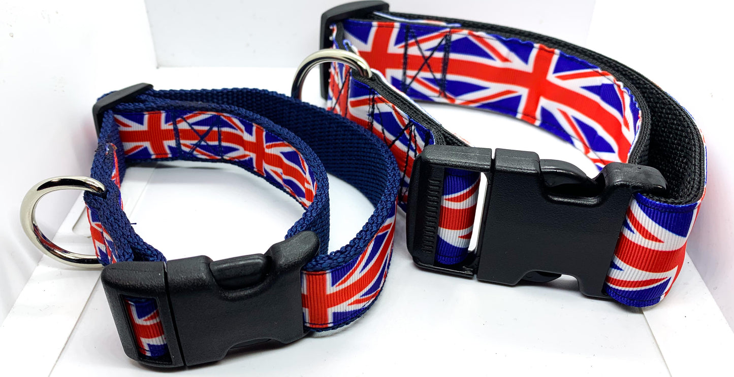 British Flag Dog Collar 1.5 inch width Large Union Jack