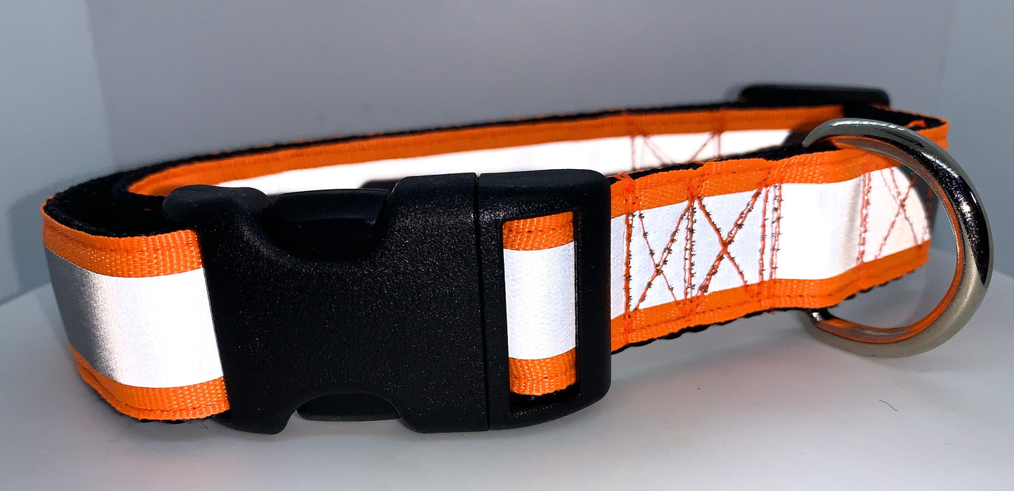 Neon Orange Reflective Collar 1" Width Adjustable