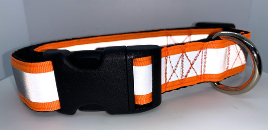Neon Orange Reflective Collar 1" Width Adjustable