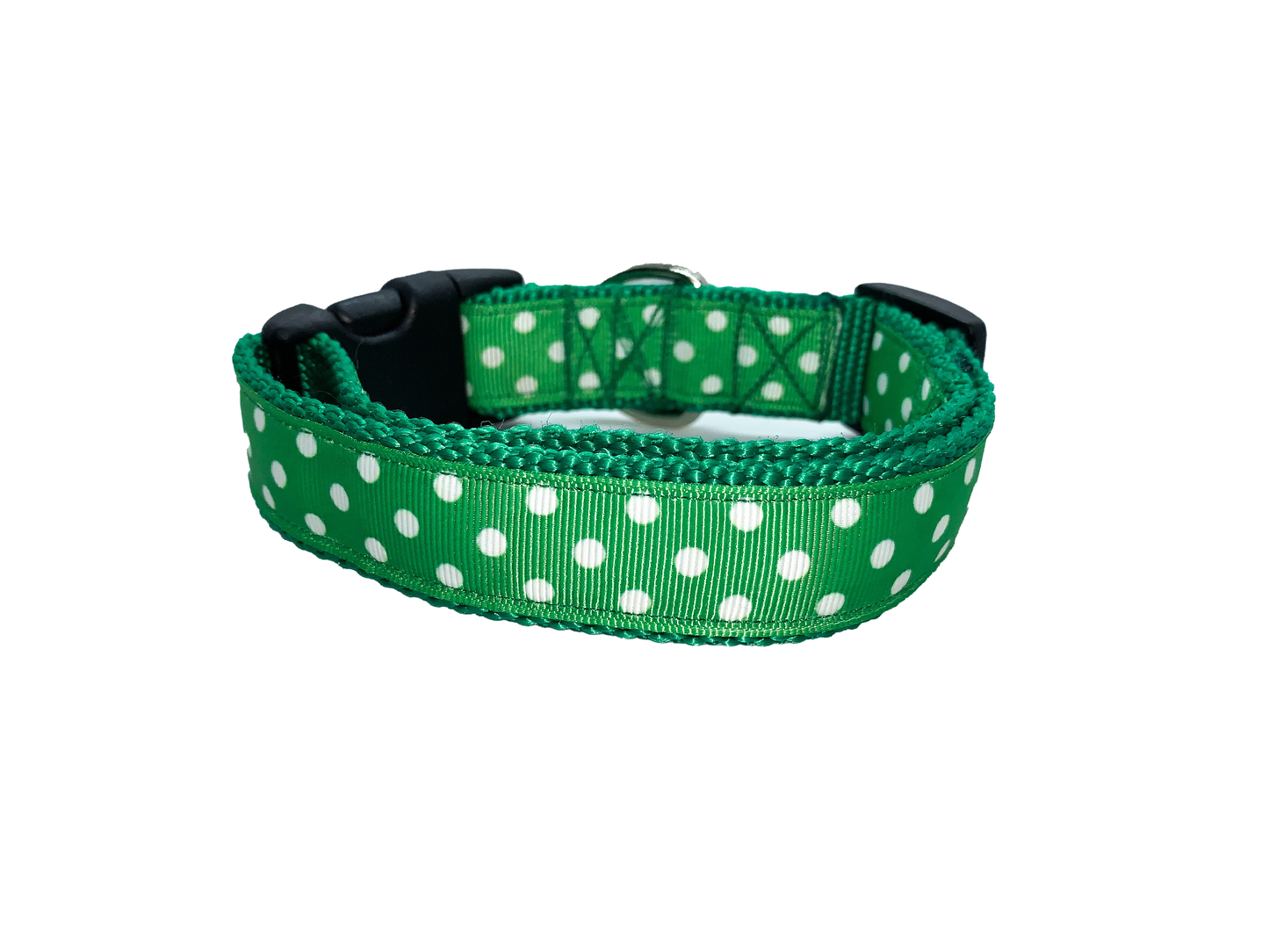 Green Polka Dot Collar 1" Width Adjustable