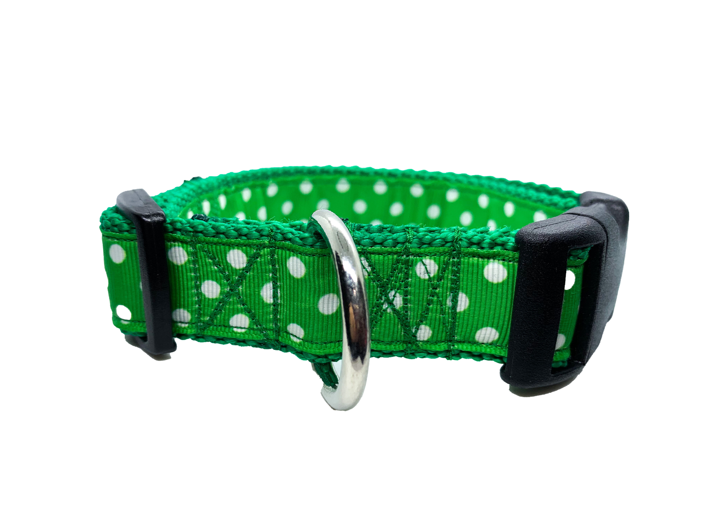 Green Polka Dot Collar 1" Width Adjustable