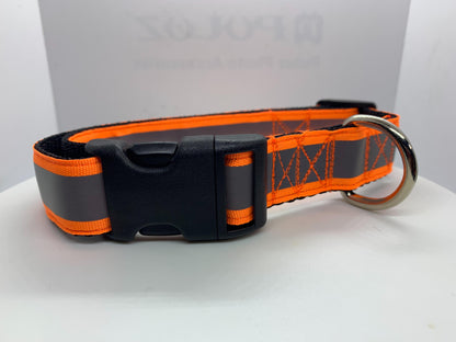 Neon Orange Reflective Collar 1" Width Adjustable