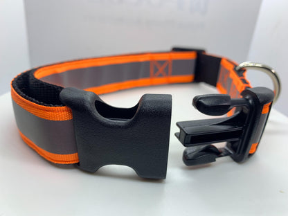 Neon Orange Reflective Collar 1" Width Adjustable