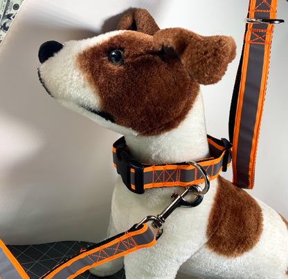 Neon Orange Reflective Collar 1" Width Adjustable