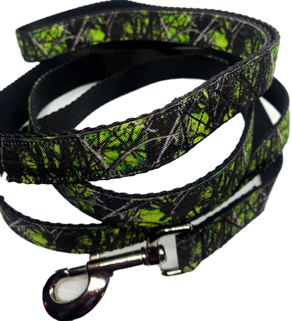 Electric Green Camouflage Leash 1" width choose length