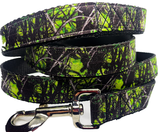 Electric Green Camouflage Leash 1" width choose length