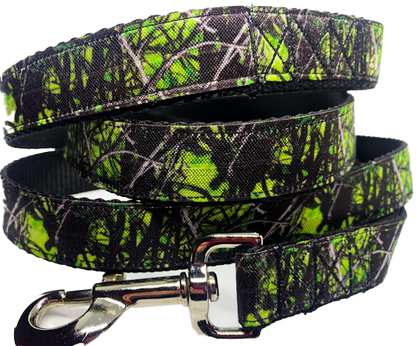 Electric Green Camouflage Leash 1" width choose length