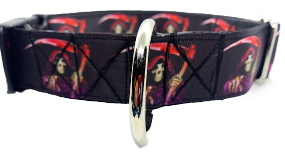 Grim Reaper Dog Collar 1.5 inch width Large