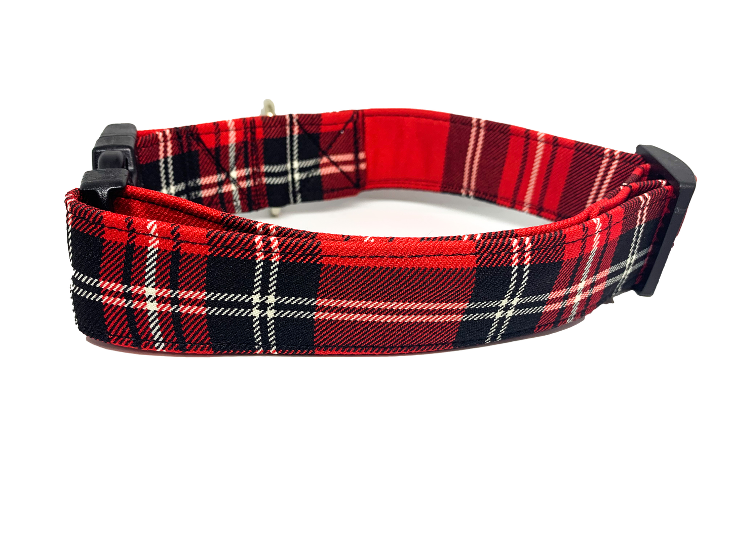 Fall Red Plaid Dog Collar 1.5 inch width Large