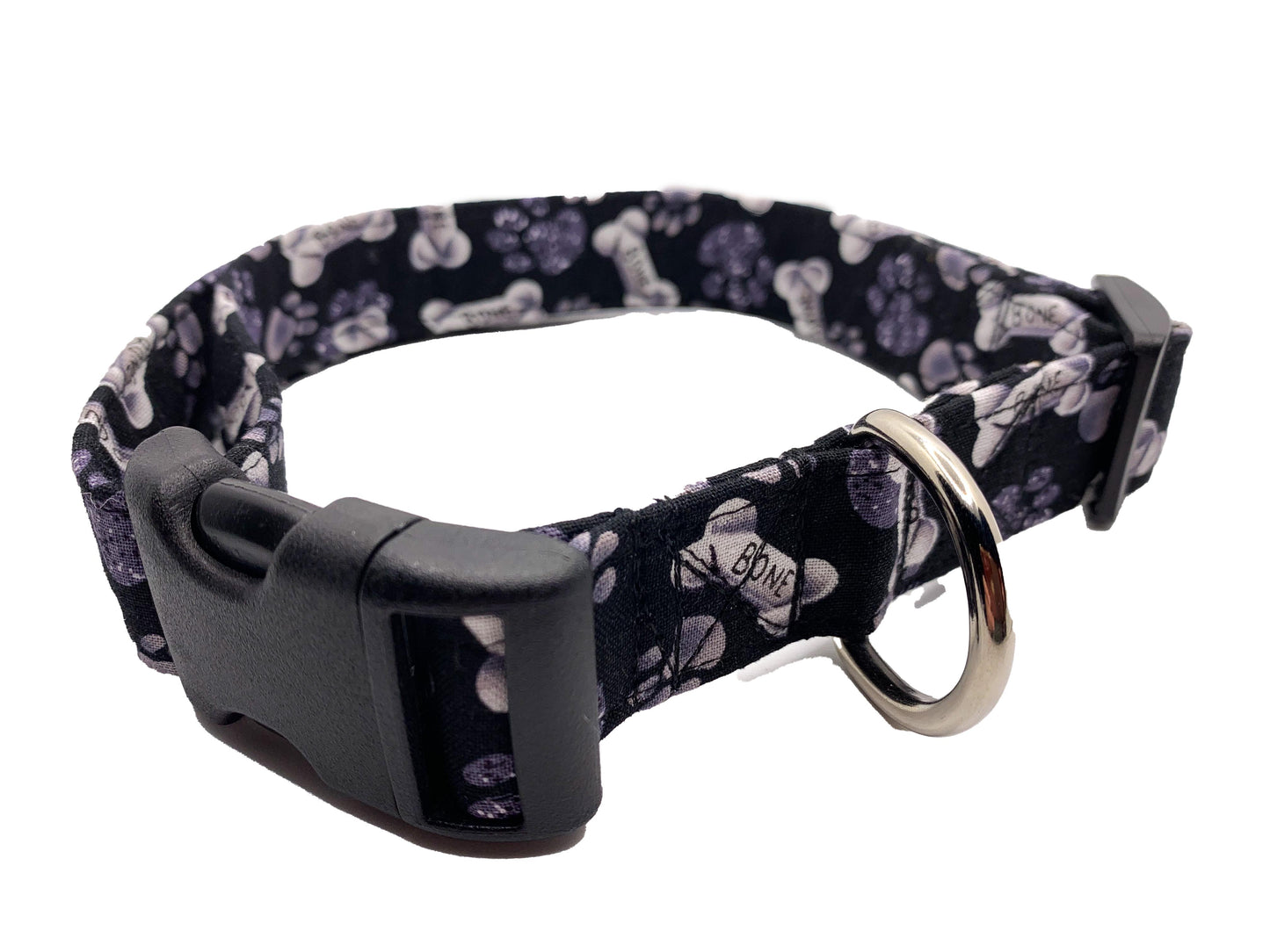 Grey Dog Bone Dog Collar, Adjustable