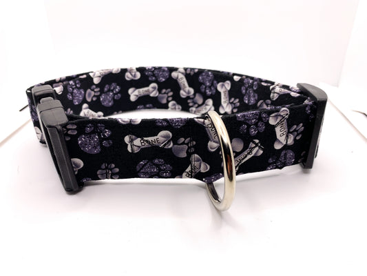 Grey Dog Bone Dog Collar, Adjustable