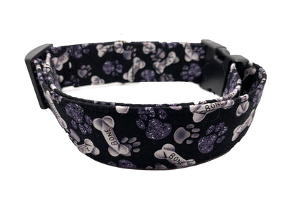 Grey Dog Bone Dog Collar, Adjustable