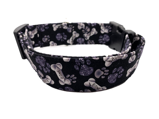 Grey Dog Bone Dog Collar, Adjustable