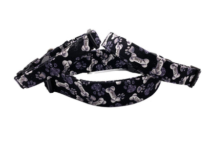 Grey Dog Bone Dog Collar, Adjustable