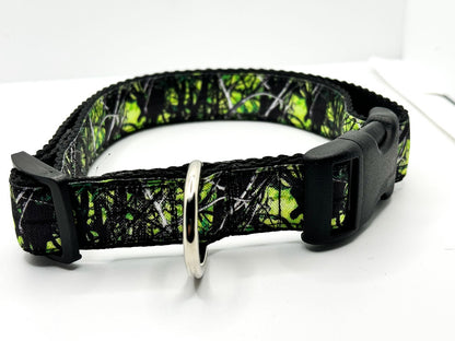 Electric Green Camouflage Collar, Adjustable