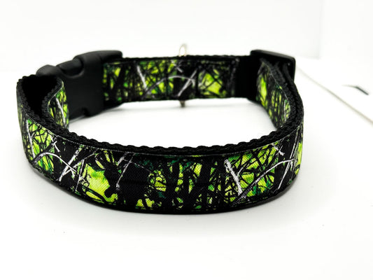 Electric Green Camouflage Collar, Adjustable